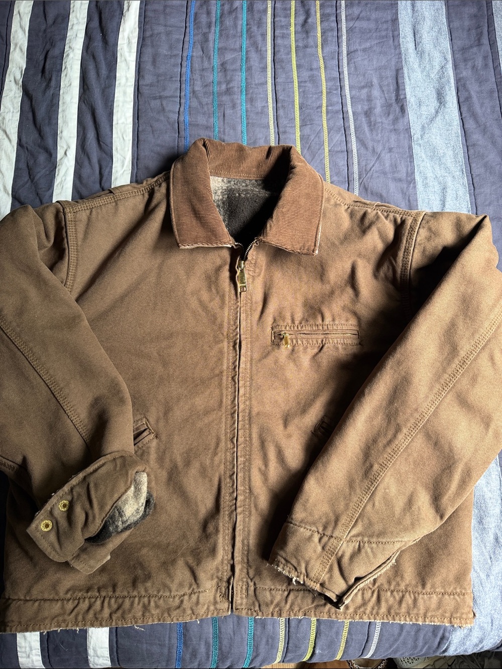 Elwood Men's Brown Field Zip Jacket with Corduroy Collar